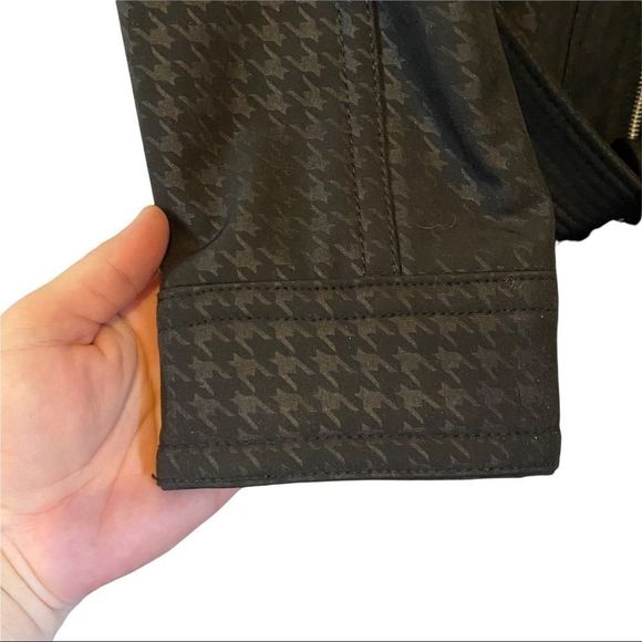 KORS Michael Kors Black Houndstooth utility Jacket trench coat waterproof small - Picture 3 of 11